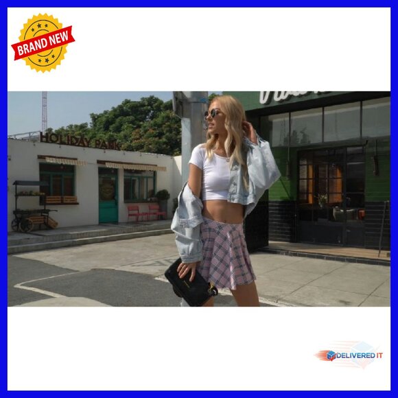 Pleated Mini Skirt High Waist A-Line Skater Schoolgirl Style - Picture 7 of 8